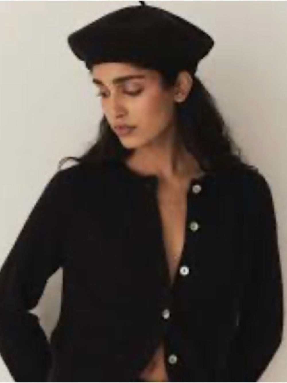 Doen Black Wool Beret